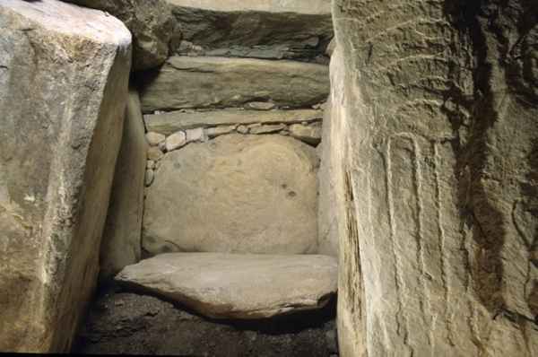 Recess and basin stone on the left of Knowth's eastern chamber
