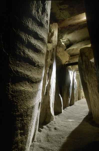 View of the passage of Newgrange from the chamber