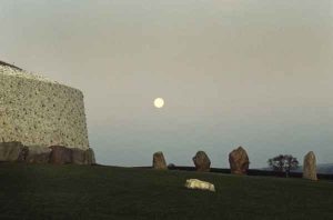 Full moon over the great circle at Newgrange