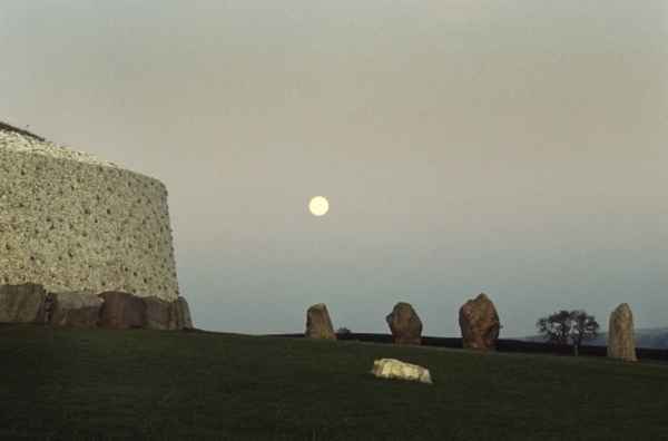 Full moon over the great circle at Newgrange