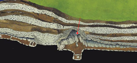 A section of the Great Mound of Knowth and its tombs